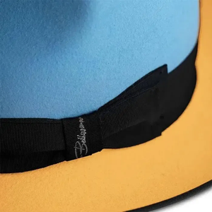 Blue yellow <b>Wool</b> Fedora Hat With Black Band 56-58CM Unisex Adult Casual European Style - Product Image 4