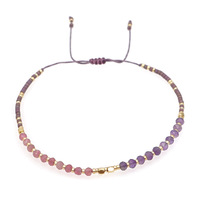 Bracelet ajustable unisexe en perles géométriques bohèmes plaqué or, avec strass en cristal, tissage artisanal – Meilleure vente