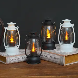 Vintage candle holders small wind lamps with led electronic candles without open flame Christmas decoration