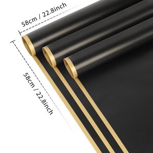 Altın sınır PVC doku kağıt su geçirmez jöle Film çiçek sentetik Wrap gravür baskı uyumlu çay hediye ambalaj kağıdı - Product Image 2