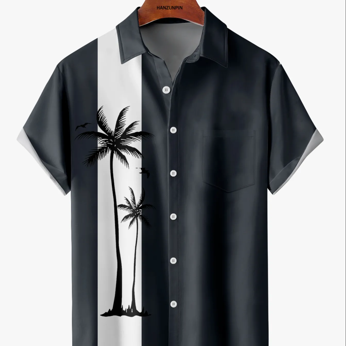 Geslacht En Volwassenen Leeftijdsgroep Bedrukt Hawaii Shirts Voor Strandshirt Mannen Kokospalm Bedrukt Man Shirt