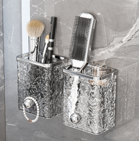 Support mural multifonctionnel en plastique PP pour salle de bain, sans perçage, étanche, pour cosmétiques et serviettes