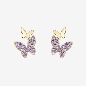 Orecchini a Perno con Zirconi a Forma di Farfalla, Gioielli Eleganti e Semplici per Donne - Product Image 6