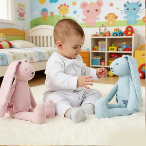 Conejo de Peluche de Orejas Largas Colorido, Lindo Conejito Blanco, Azul y Rosa, Muñeco de Peluche, Regalo de Cumpleaños para Niños - Product Image 3