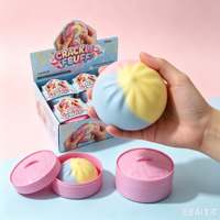 Grand jouet sensoriel anti-stress en forme de pain moelleux craquant avec boîte vapeur, jouet sonore arc-en-ciel à presser pour enfants