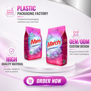 Custom Printed Detergent Soap Powder Packaging Bags Flat Bottom Big Size Handle Sealed Washing Powder Bag