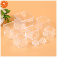 Boîte à bonbons carrée transparente en PET de qualité alimentaire 8x8x6,7 cm, conteneur de présentation en acrylique de 2 mm pour le sucre