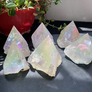 Wholesale Natural High Quality Handmade Polished Aura Clear Quartz Raw Rough Point Tower Crystals Healing Stone For Decor