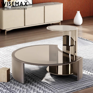 WISEMAX 가구 고급 홈 가구 강화 유리 커피 테이블 사무실 호텔 현대 반원 조합 커피 테이블 - Product Image 5
