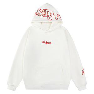 Homens Premium Custom Bordado Chama Hoodie Streetwear <span class=keywords><strong>Pullover</strong></span> com 3D Puff Lettering e Fire 242 - Product Image 3