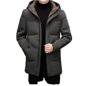 Blouson d'hiver matelassé pour homme, style business décontracté, imperméable, respirant, 100% duvet de canard, fermeture éclair, enduit, épaissi, long - Product Image 1