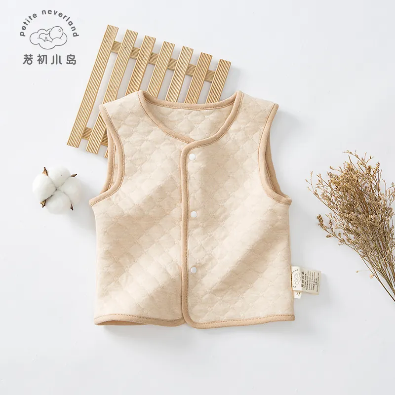 GOTS certificate infant toddle 100% plain solid color organic cotton baby vest waistcoat