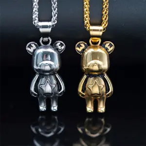 Hip Hop Jewelry Accessories Gold Plated Stainless Steel Star Bear Pendant Charm For Women Men