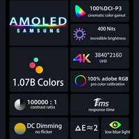 Écran portable pour ordinateur portable, moniteur tactile OLED anti-lumière bleue 4K 60 Hz, 15,6/17 pouces, extension d'écran portable
