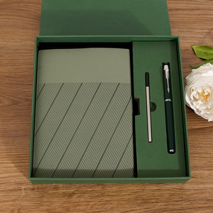 Cahier de notes A5 en cuir de luxe avec logo personnalisable Journal Gift Sets Hardcover Notebook Set for Employee Workers Staff - Product Image 1