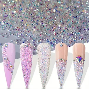 1 sachet d'environ 1400 mini strass pour ongles, micro cristaux de sable de 1,2 mm, perles de sucre irisées AB, breloques pour ongles - Product Image 5