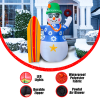 Surf Hawaii Santa Christmas Blowups Gonflable Noël Père Noël avec Sac de Jouets Décor