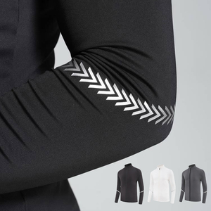 Logo personnalisé compressé haute élastique demi-fermeture éclair à manches longues veste Gym musculation porter veste Muscle Fit sec veste rapide - Product Image 4