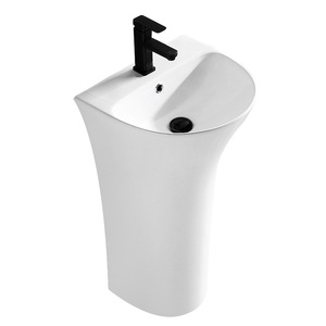 Ceramic Pedestal Basin Single Hole One Piece Easy Cleaning Bathroom <b>Sink</b> For <b>Small</b> Spaces - Product Image 5
