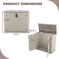 Grand coffre de rangement extérieur résistant aux intempéries en résine, 56,3'' x 26,38'' x 47,24'', avec couvercle à ressort à gaz
