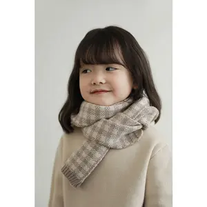 D1329 Koreaanse Stijl Kinderen Lange Dobby Gebreide Sjaal Meisjes Winter Warme Plaid Sjaals