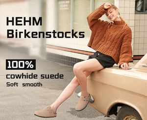Zuecos Personalizados de Gamuza y Mules de Piel para <span class=keywords><strong>Mujer</strong></span> Estilo <span class=keywords><strong>Birkenstock</strong></span> con Soporte para el Arco y Cómoda Plantilla de Corcho - Product Image 4
