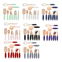 Ustensiles de cuisine en acier inoxydable revêtu de cuivre, Rose or 20 pièces, accessoires Gadget de cuisine avec poignées antidérapantes souples