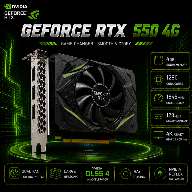 Used Sapphire RX 550 4GB DDR5 256 Bit PCI Express GPU Desktop Office Gaming Graphics Card