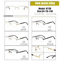 K736 Montura de Gafas Metálicas Rectangulares Modernas para Hombre, Lentes Graduadas de Medio Aro, Nuevas Gafas Ópticas Semimontura, Gafas de Negocios
