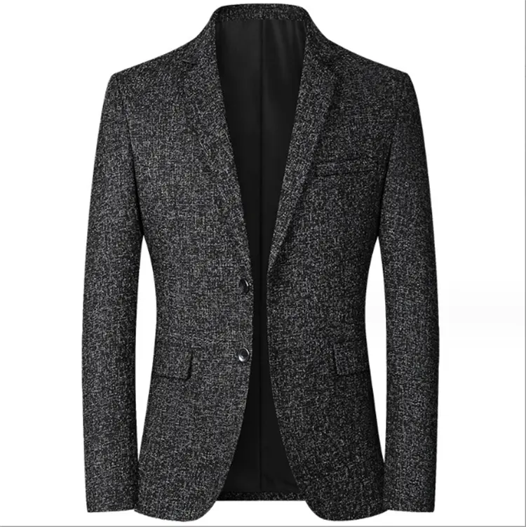 Nouvelle tendance sur mesure manteau de costume à carreaux formel de haute qualité charbon de bois mariage affaires vente en gros