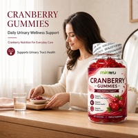 Gummies à la canneberge végétaliennes, végétariennes, à base de plantes, sans OGM, sans gluten, sans sucre, naturelles, antioxydantes, avec soutien immunitaire pour adultes