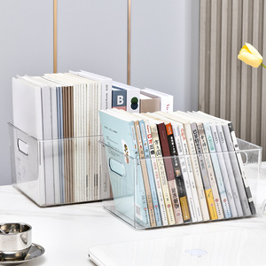 Transparent Book Storage <b>Box</b> Rectangle No Lid Desktop Organizer For Children's Picture Books 3 Sizes Solid Color - Product Image 1