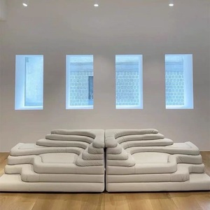 Set di Mobili di Lusso per Soggiorno di <span class=keywords><strong>Hotel</strong></span> di Grandi Dimensioni, Divano Componibile Minimalista in Pelle Stile Montagna, Divano Convertibile - Product Image 4