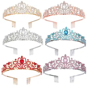 Wholesale silver crystal rhinestone tiara crown Girl Birthday Crown for Party Decoration Valentine's Day Gift Tiara Crown