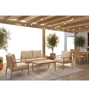 Avani Contemporary 2 Seater <b>Bench</b> Acacia Wood Sofa Set Eco-friendly Outdoor Furniture Cushions <b>Foldable</b> for Hotels Villas Patio - Product Image 1