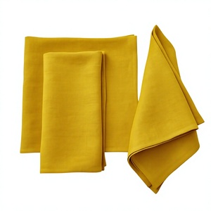 Serviettes de cuisine rectangulaires en coton uni de couleur moutarde pour usage domestique - Product Image 1