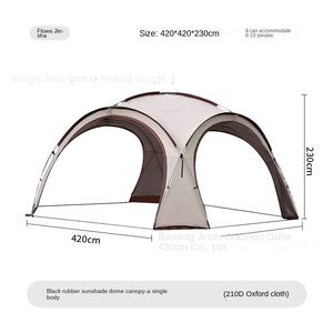 Tingkatkan kanopi tabir surya bulat untuk berkemah 6-10 orang, kanopi kubah hitam dengan ekor tenda kain Oxford luar ruangan besar - Product Image 6