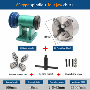 Mô hình 80/100 Máy tiện trục chính với Chuck khí nén Chế biến gỗ DIY kim loại tự động CNC ba hàm Chuck Power Head Phật hạt máy - Product Image 3