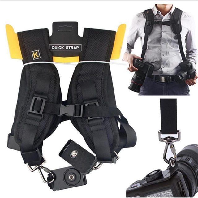 Universal Dual Adjustable Quick Release DSLR Double Harness Belt Neck Shoulder Custom Camera Straps