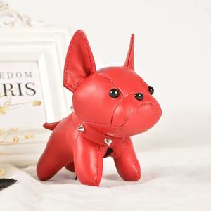 Porte-clés de luxe en cuir Bouledogue Français, Ornement mignon de chiot, Bijoux pour femmes, Accessoires de sacs, Jouets pour filles, Cadeau de vacances - Product Image 4