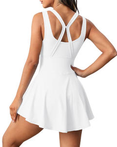 Aoyema verano secado rápido activo ropa deportiva Golf tenis Vestido <span class=keywords><strong>Mujer</strong></span> <span class=keywords><strong>traje</strong></span> tenis deporte vestido con pantalones cortos - Product Image 3