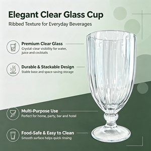 Set <span class=keywords><strong>di</strong></span> 6 Calici in Vetro Scanalato da 20oz, Stile Vintage Francese, per <span class=keywords><strong>Vino</strong></span> e Acqua, Lavabili in Lavastoviglie, Vendita all'Ingrosso - Product Image 5
