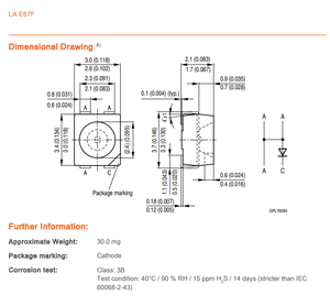 LED OSRAM LA E67F ambre, LED TOPLED, LED SMD 3528, 617 nm, 0,11 W, 120 degrés - Product Image 6