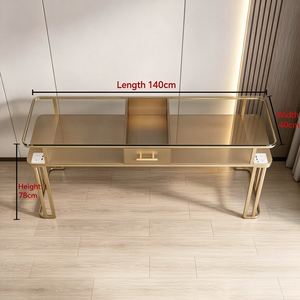 Mesa de Manicura de Lujo con Silla, Superficie de Vidrio, Moderna, para Salón de Uñas, para 1/2/3 Personas - Product Image 2
