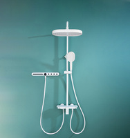 Système de douche moderne poli pour salle de bain, 4 fonctions, mitigeur de douche en laiton blanc avec cartouche céramique, robinet de douche pluie pour appartement