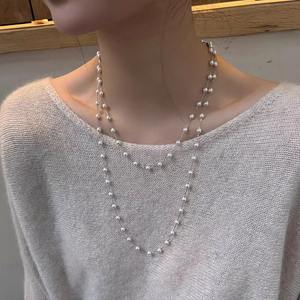 Nouveau collier double couche en perles artificielles pour femmes, collier superposé, mode exquise transfrontalière, chaîne en bambou sportive, luxe léger - Product Image 3