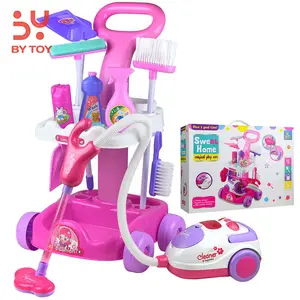 2023 Juguetes, лидер продаж, пластиковые игрушки для чистки, розовые игрушечные тележки, игрушечный пылесос для детей