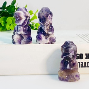 Hotsale naturel de haute qualité sculpté à la main matériaux mixtes petites sculptures de <span class=keywords><strong>bouddha</strong></span> rose rêve améthyste guérisseur doré pour la décoration - Product Image 1