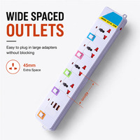 Regleta de Enchufes Industrial de Latón IP44 con Logotipo Personalizado, 3 Tomas de Corriente, 2 Puertos USB, 1 Puerto Tipo C, Interruptores Individuales de Color, 10A