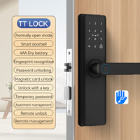 Cerradura Inteligente para Puerta F18-TT, Entrada sin Llave con Huella Dactilar, Sistema de Seguridad para Puertas de Aluminio/Acero/Madera con Control por Aplicación TT Lock